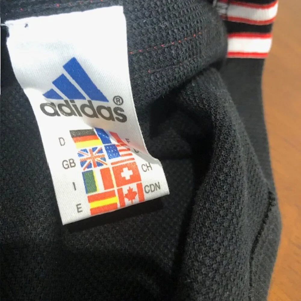 Adidas Vintage Black White Red Polo Shirt Size XXL.